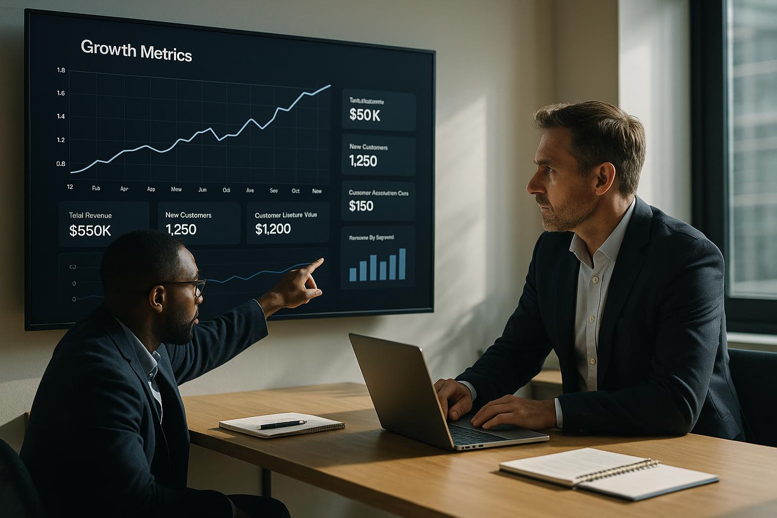 Premium growth-focused visual with directional momentum and structured business polish.